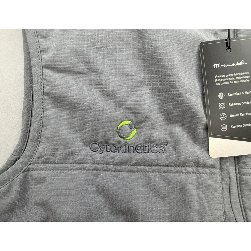 TravisMathew Cold Bay Puffer Vest Mens Small Gray Full Zip Quilted Golf TM1MW453